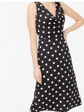 J. Crew Black and White Polka Dot Midi Dress